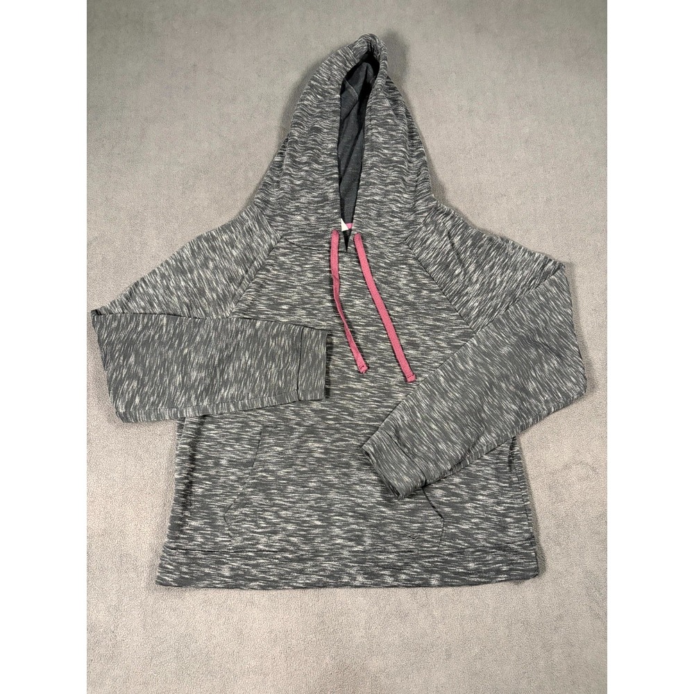 Everlast Hoodie Womens Large Gray Space Dyed Fleece Lined Raglan Sleeve‎ Stretch